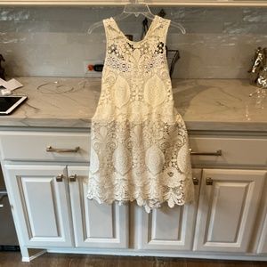 Ladies white lace short dress